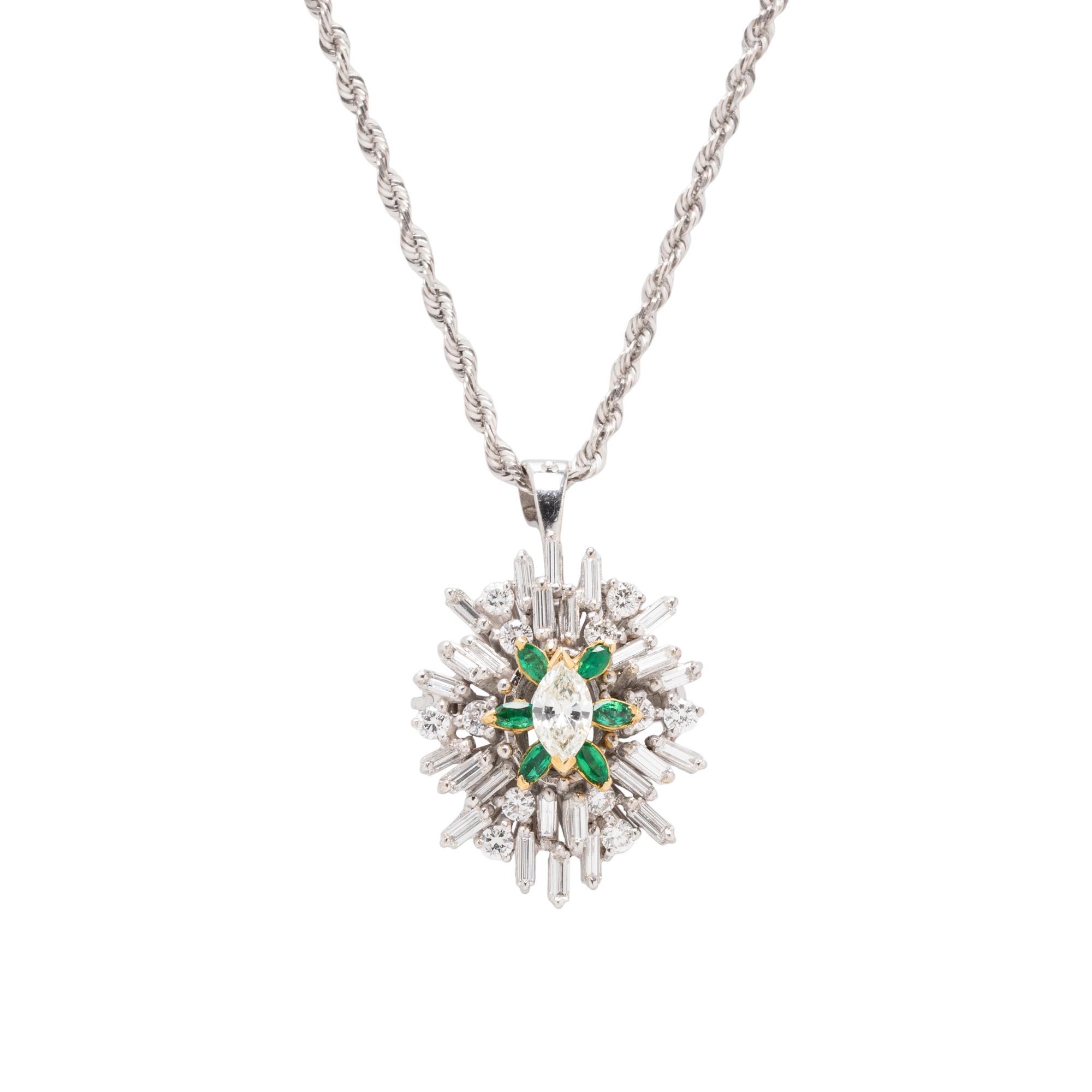 DIAMOND AND EMERALD EARRINGS AND PENDANT NECKLACE