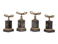 Two Pairs of Continental Gilt Bronze and Marble Tazze