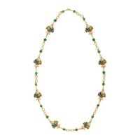 Plique-à-Jour Enamel and Yellow Gold Fish Motif Necklace
