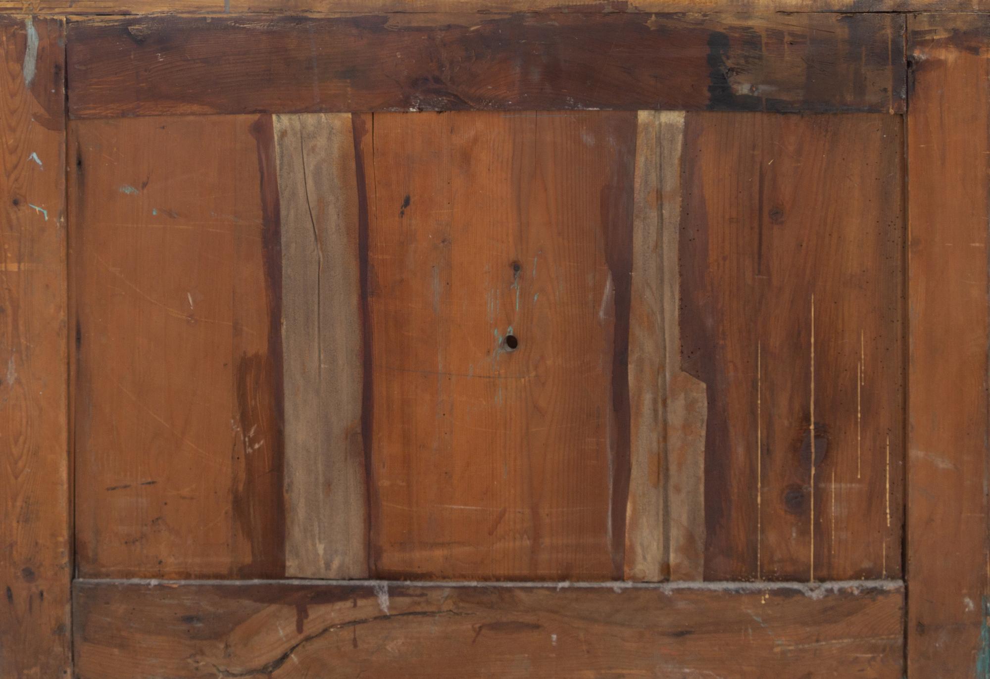 A Continental Chinoiserie Painted Faux Marble-Top Commode