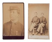 [CIVIL WAR]. A group of 3 tintypes and 2 CDVs featuring war era and postwar soldiers, including: