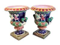 A Pair of Majolica Urns