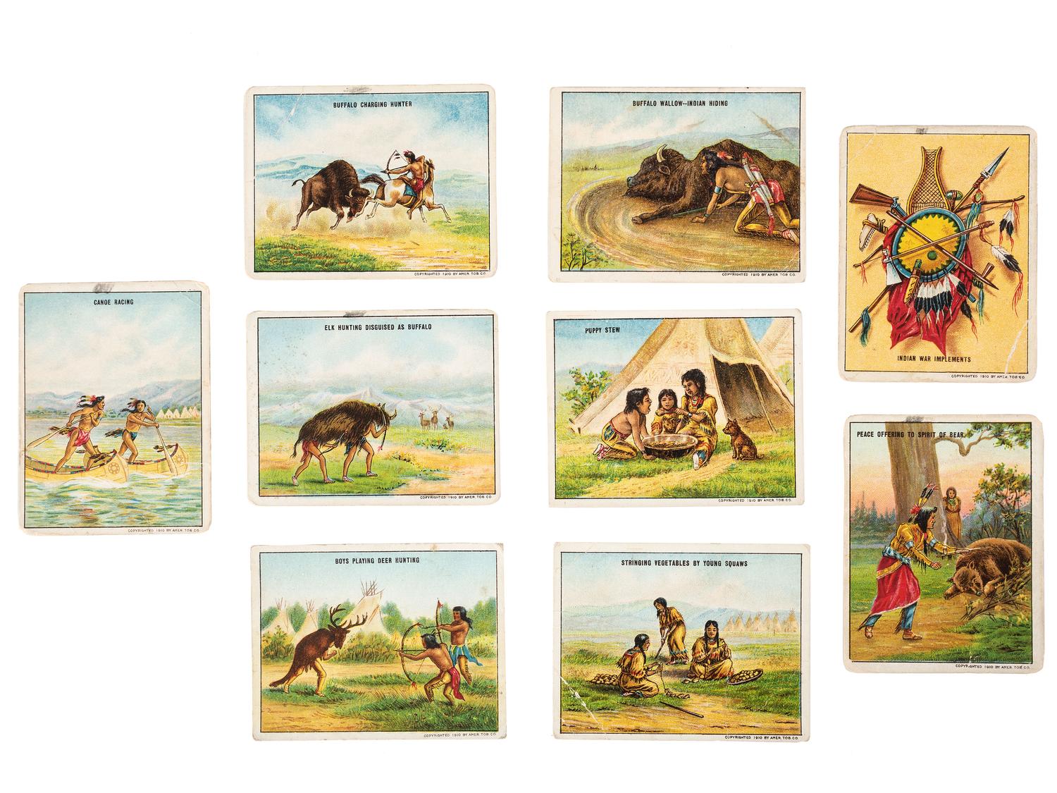 [WESTERN AMERICANA]. "Indian Life in the '60s" trading cards. American Tobacco Co., 1910.