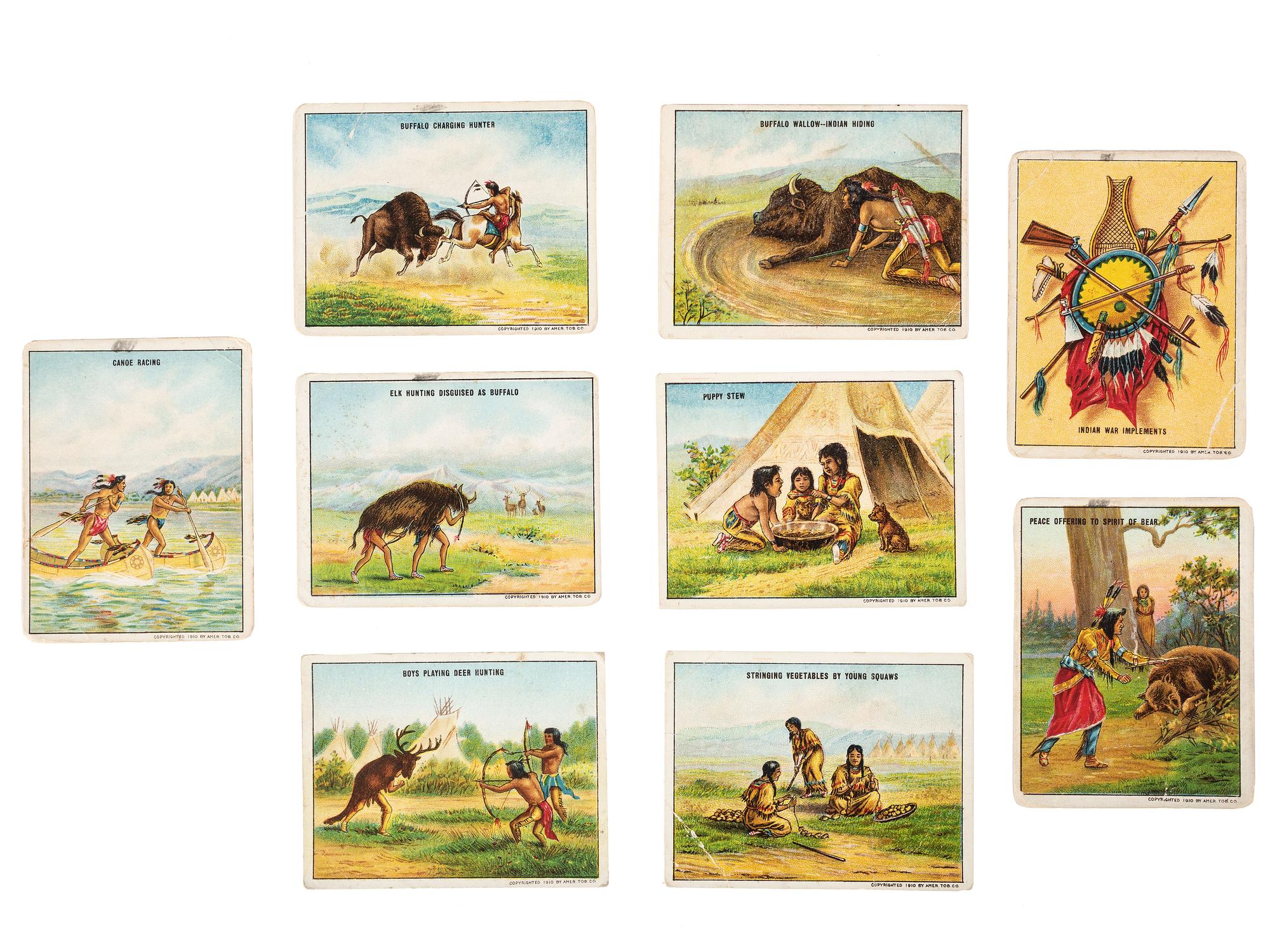[WESTERN AMERICANA]. "Indian Life in the '60s" trading cards. American Tobacco Co., 1910.