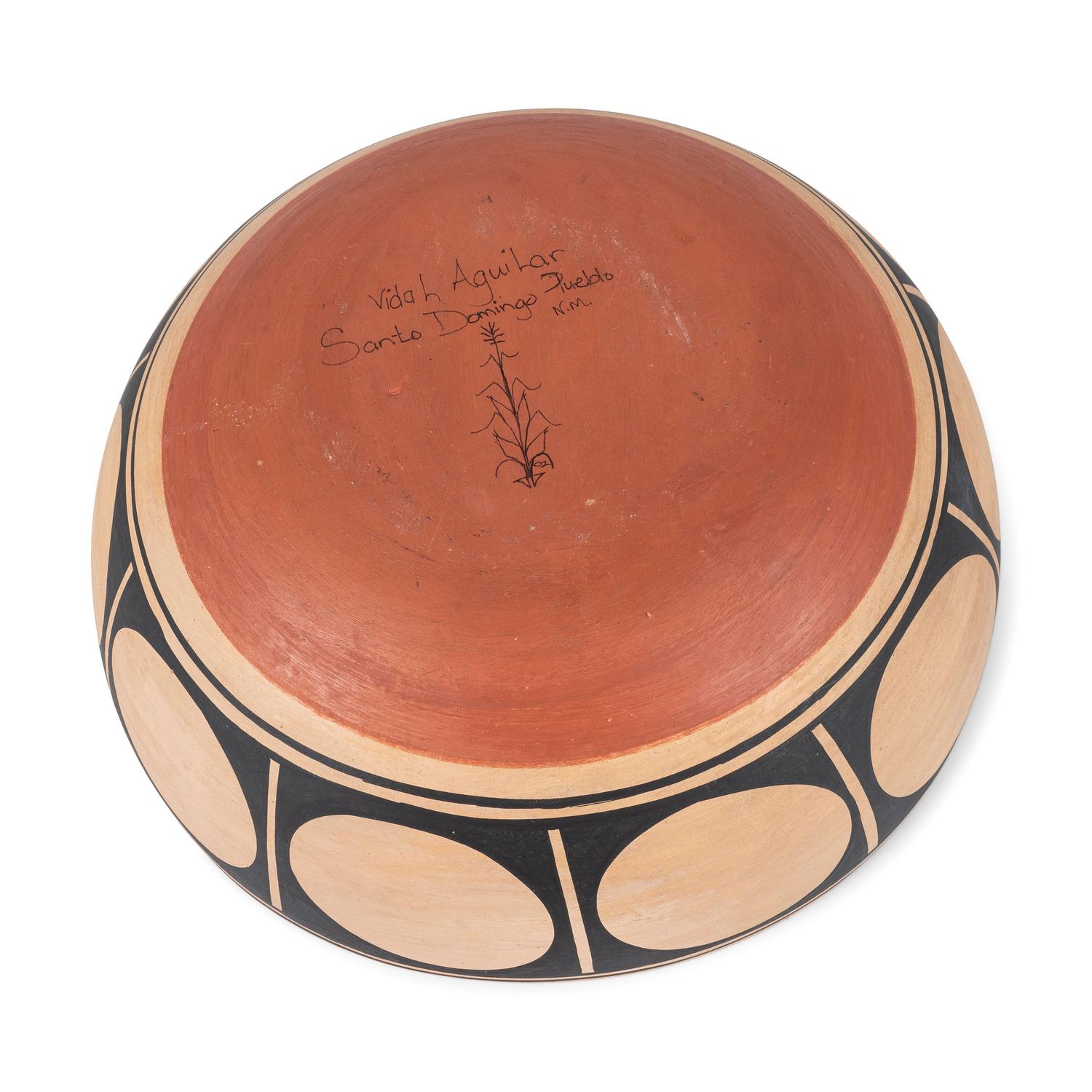 Large Pottery Bowl, with Floral Design