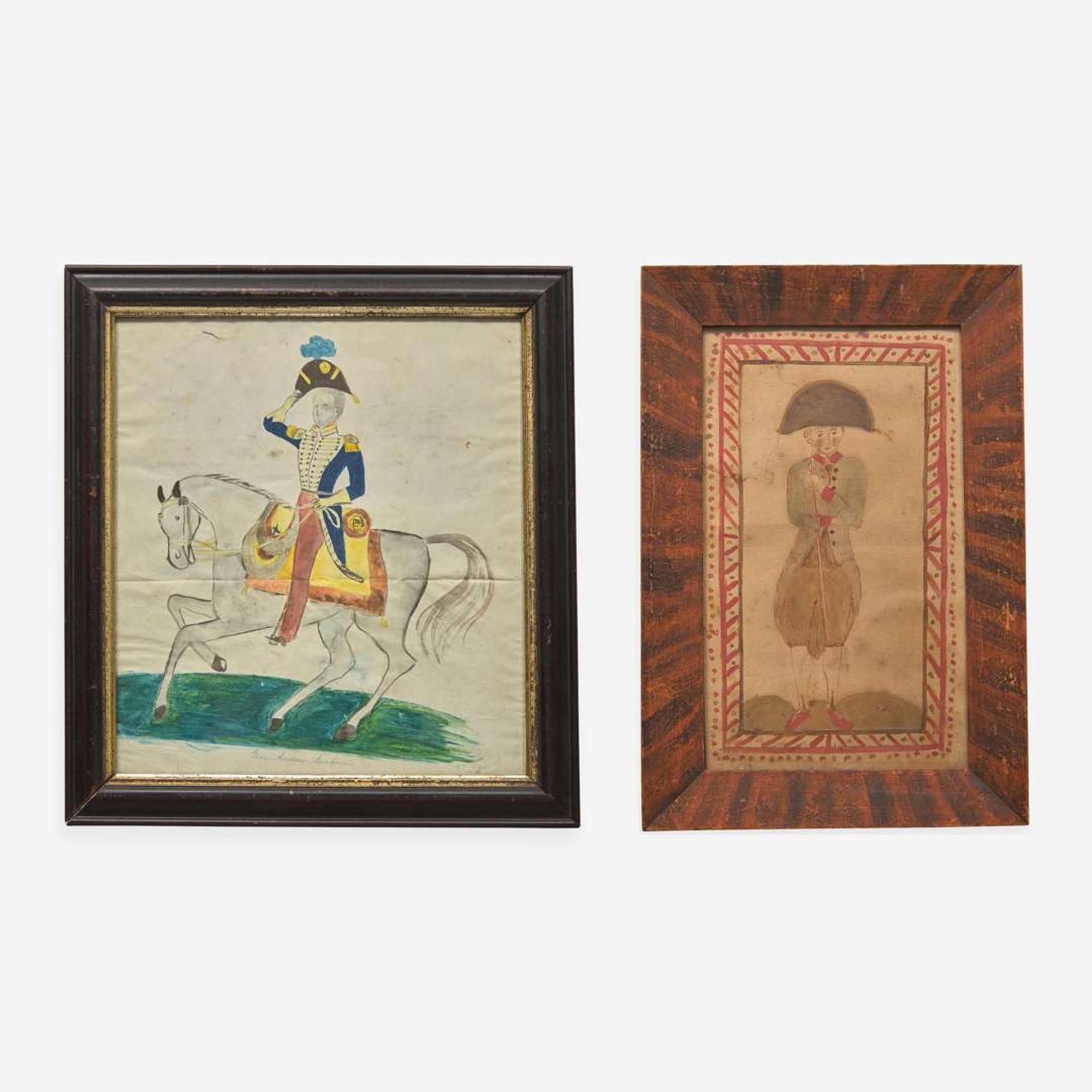 American School 19th century Two Portraits: A Standing Soldier and General Andrew Jackson