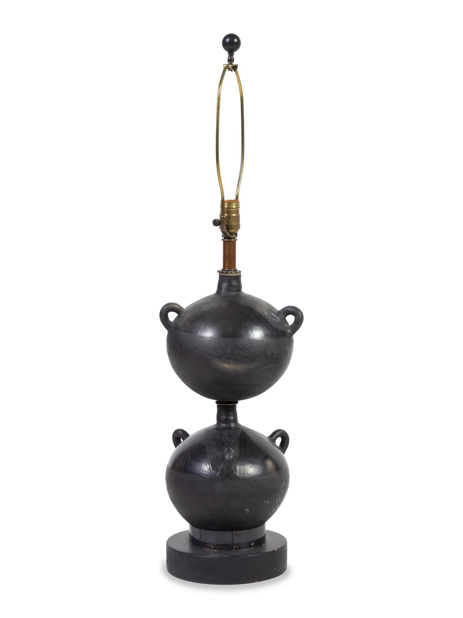 A Black Ceramic Table Lamp