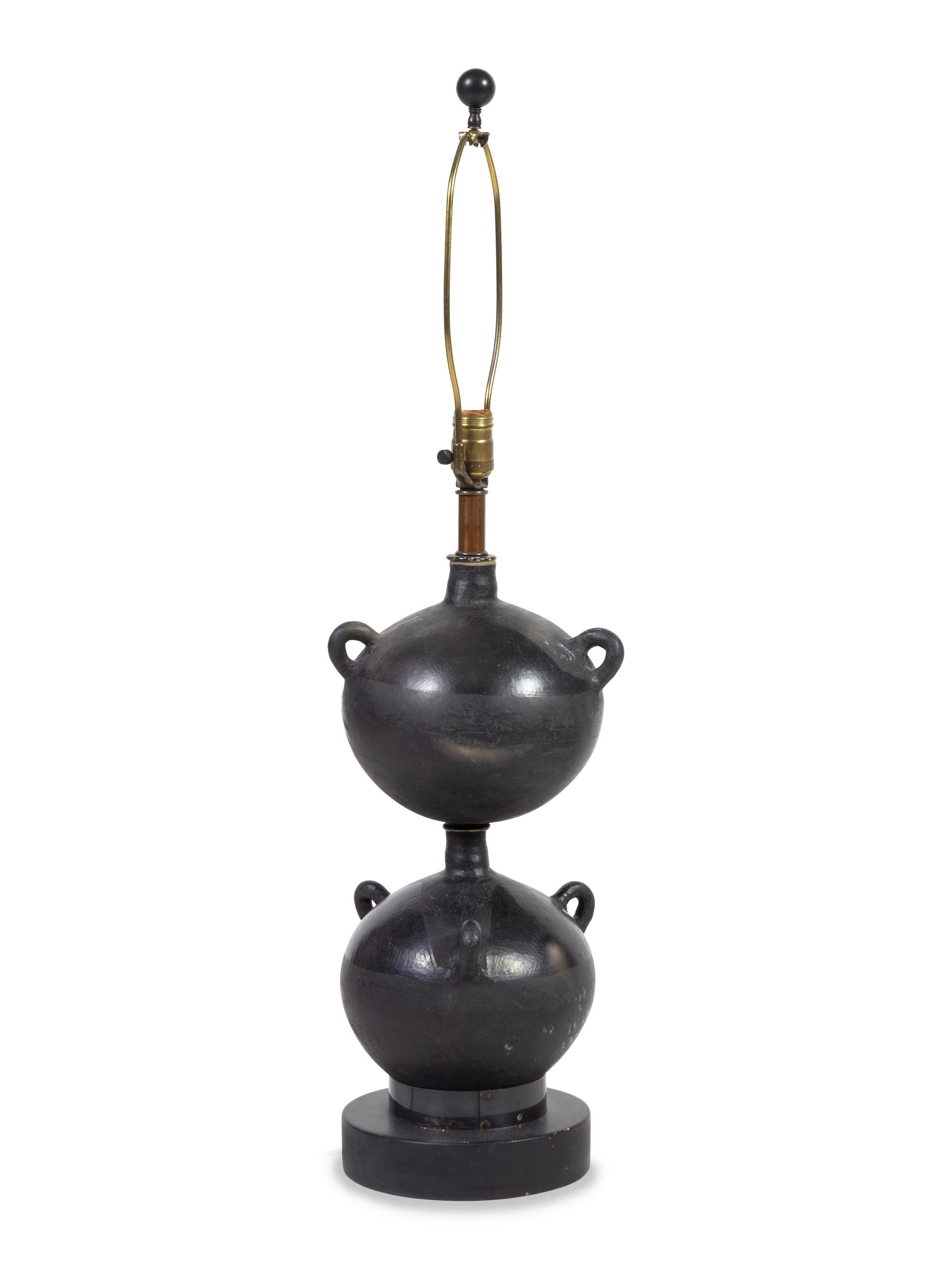 A Black Ceramic Table Lamp