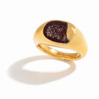 A Roman Carnelian Ring Stone with a Partial Portrait of a Roman Emperor — Set in a solid gold ring