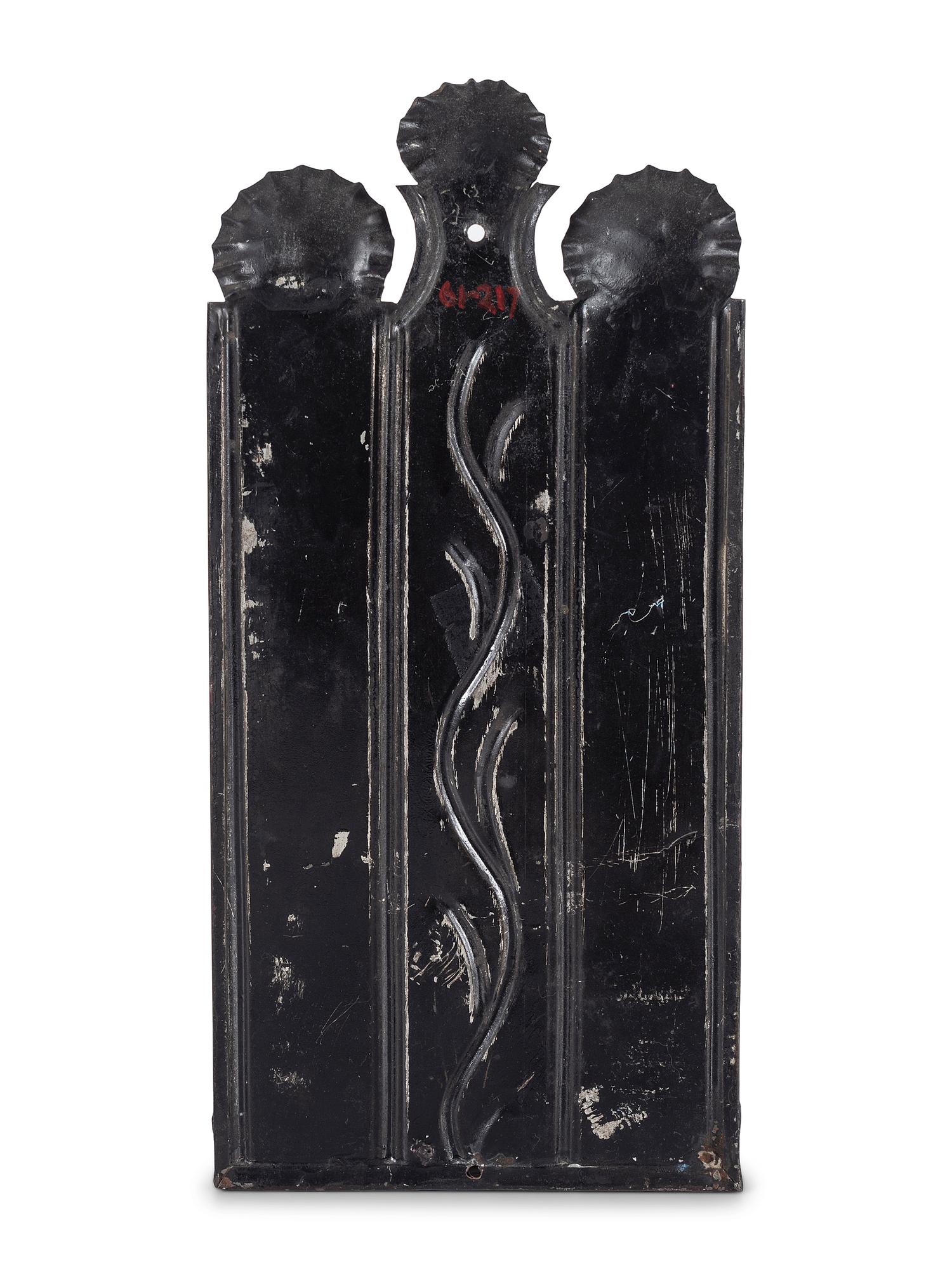 A Pressed and Incised Tin Two-Candle Sconce