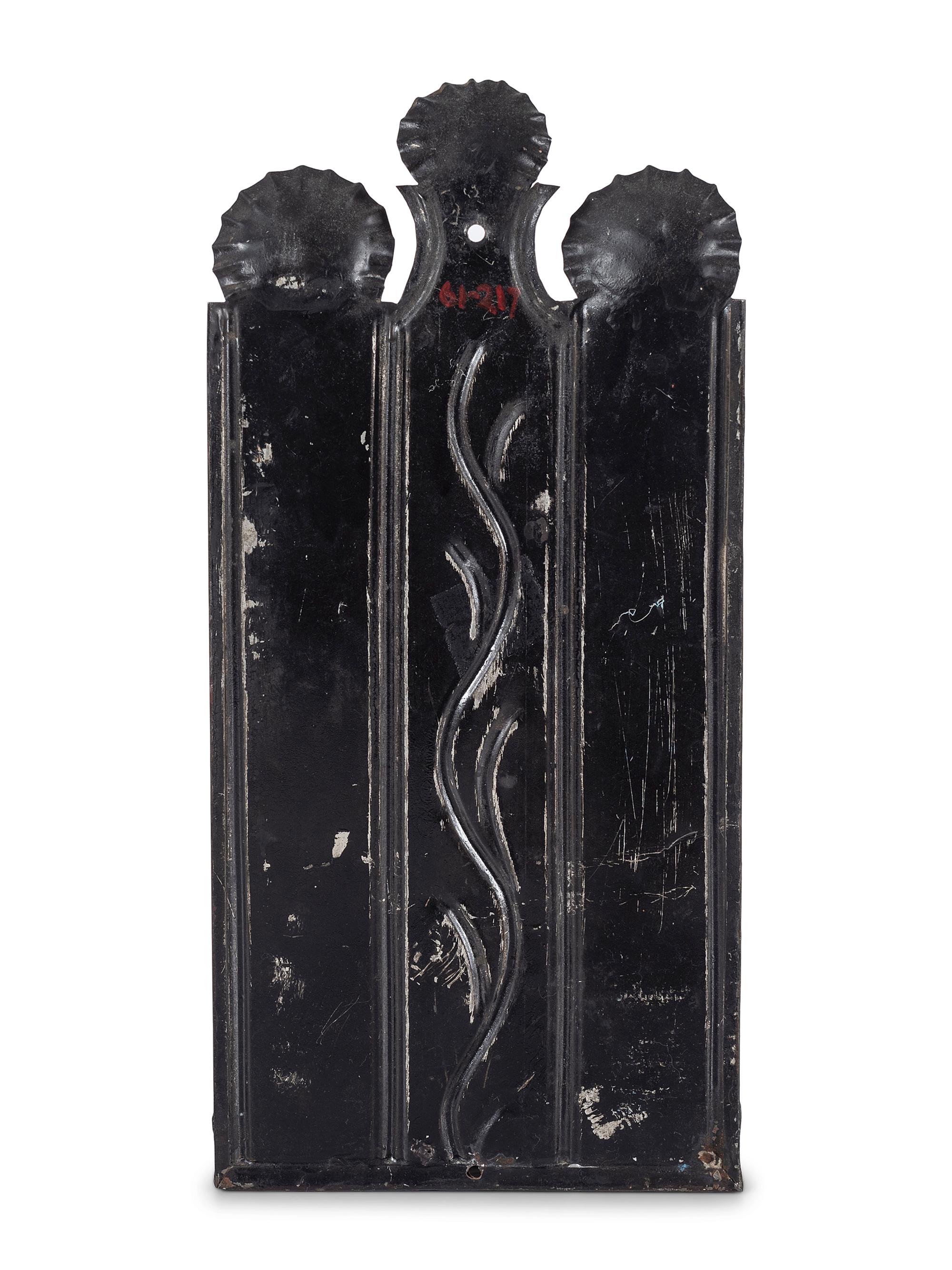 A Pressed and Incised Tin Two-Candle Sconce
