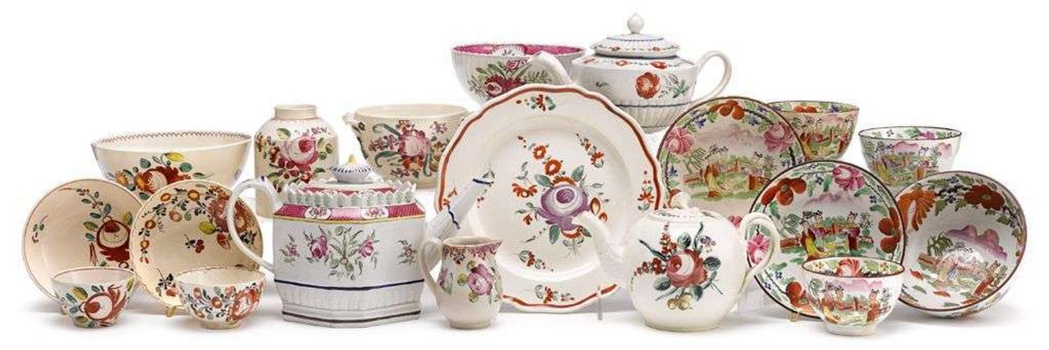 Staffordshire polychrome decorated creamware and pearlware items late 18th and early 19th century