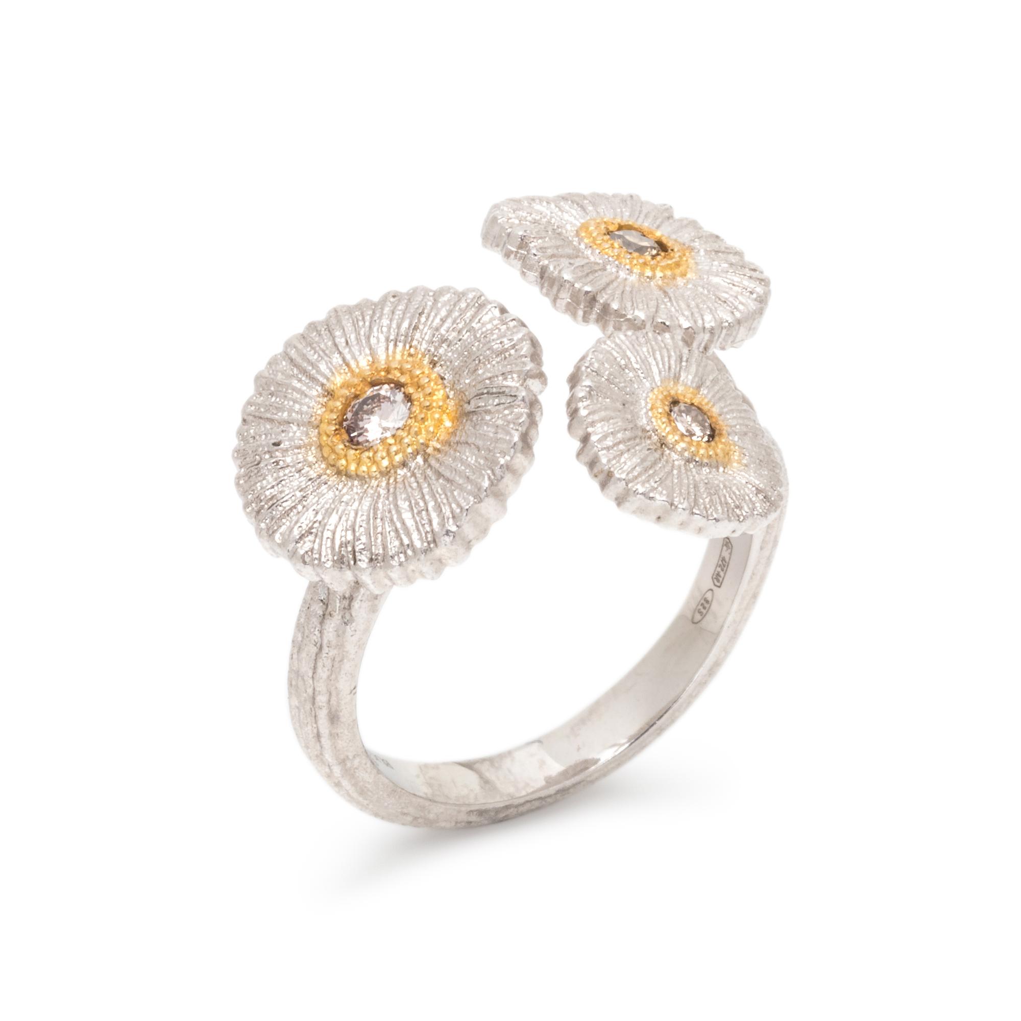 BUCCELLATI, STERLING SILVER, YELLOW GOLD AND DIAMOND 'BLOSSOMS' RING