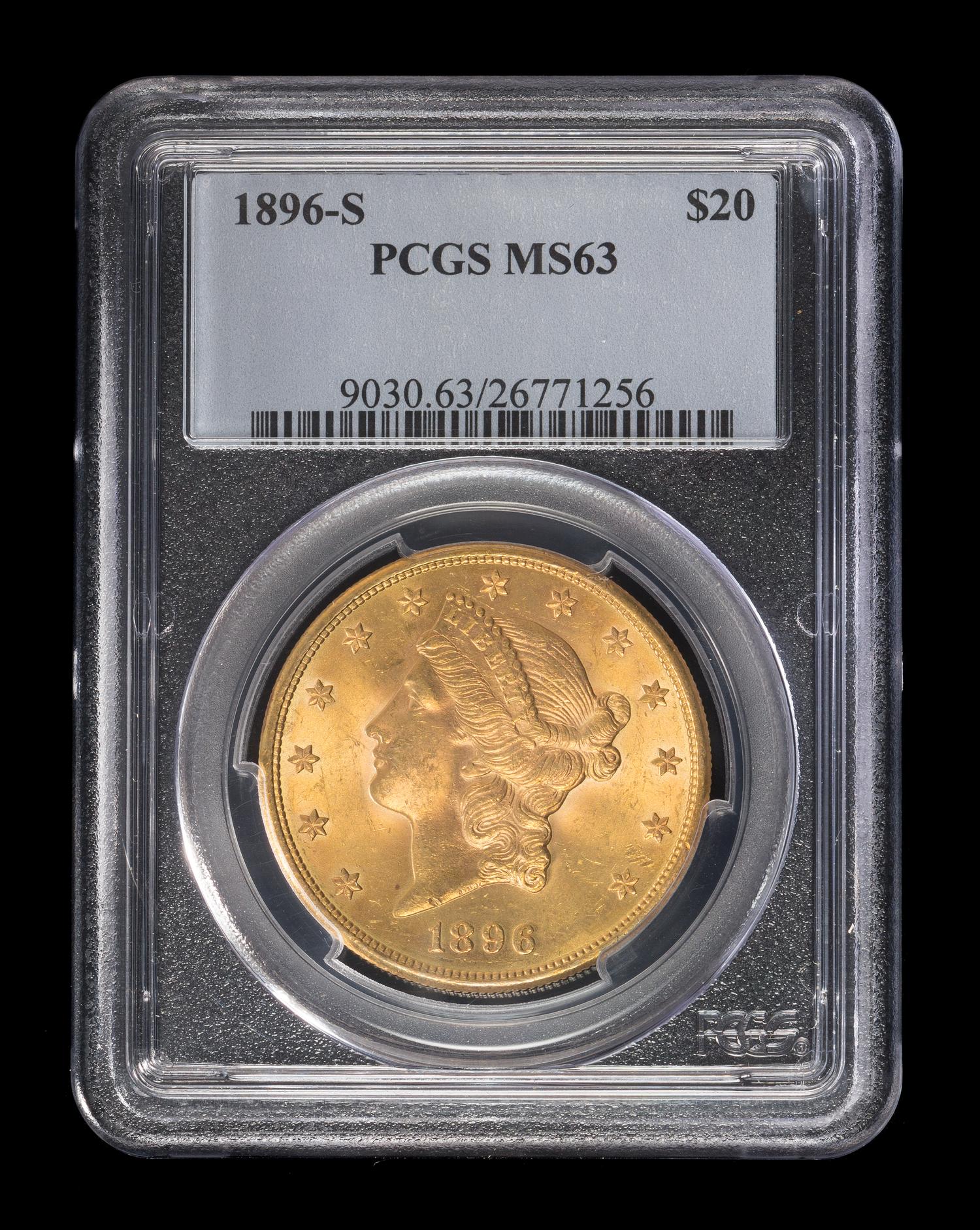 A United States 1896-S Liberty Head $20 Gold Coin