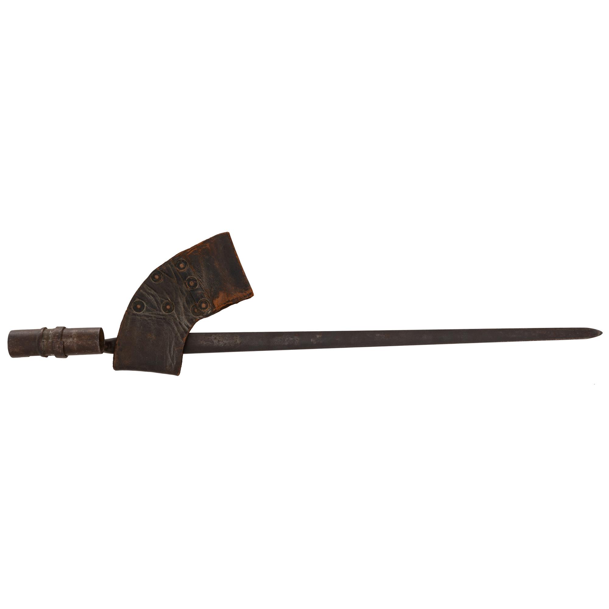 Model 1861 US Springfield rifle musket dated 1861 with bayonet and frog.