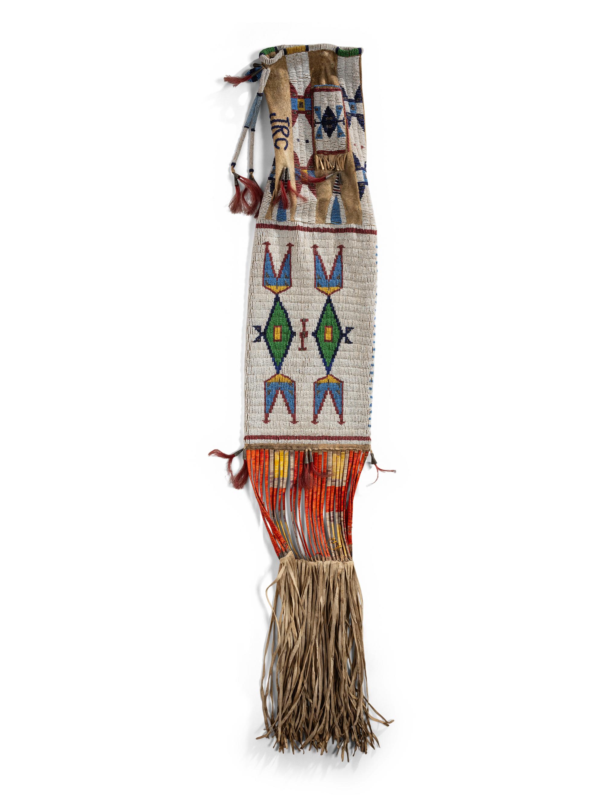 Sioux Beaded Hide Tobacco Bag, with Pocket