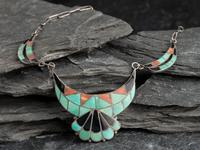 Zuni Silver and Channel Inlay Necklace