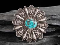 Sterling Silver and Turquoise Pin / Brooch
