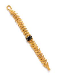 A Roman Gold and Banded Agate Chain Bracelet