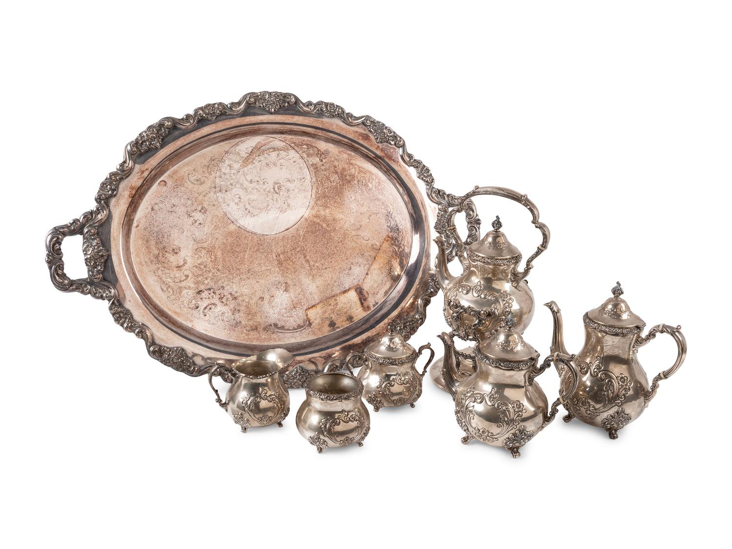 A Poole Silversmiths Silver Six-Piece Tea and Coffee Service