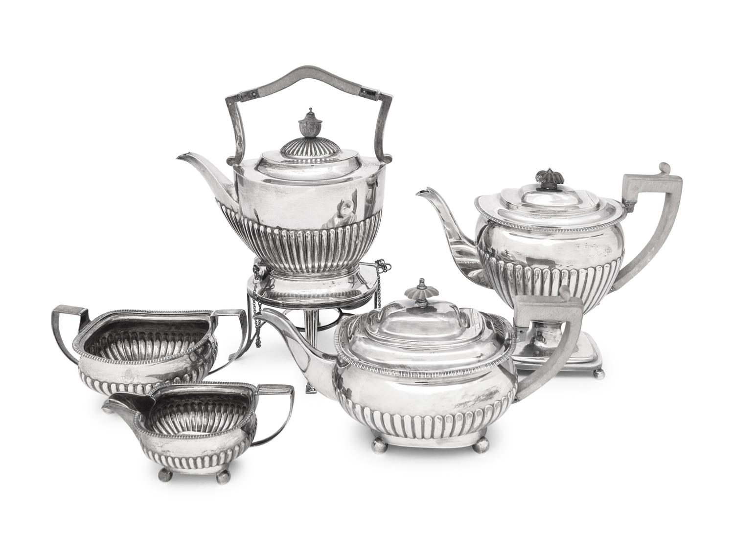 An English Silver Five-Piece Tea and Coffee Service