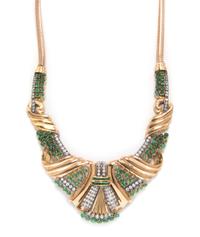 A Retro Rose Gold, Emerald and Diamond Necklace, 70.00 dwts.