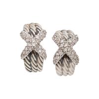 DAVID YURMAN, DIAMOND 'X' EARCLIPS