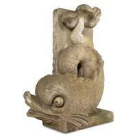 A Pair of Carved Stone Dolphins from Villa Turicum, Lake Forest, Illinois