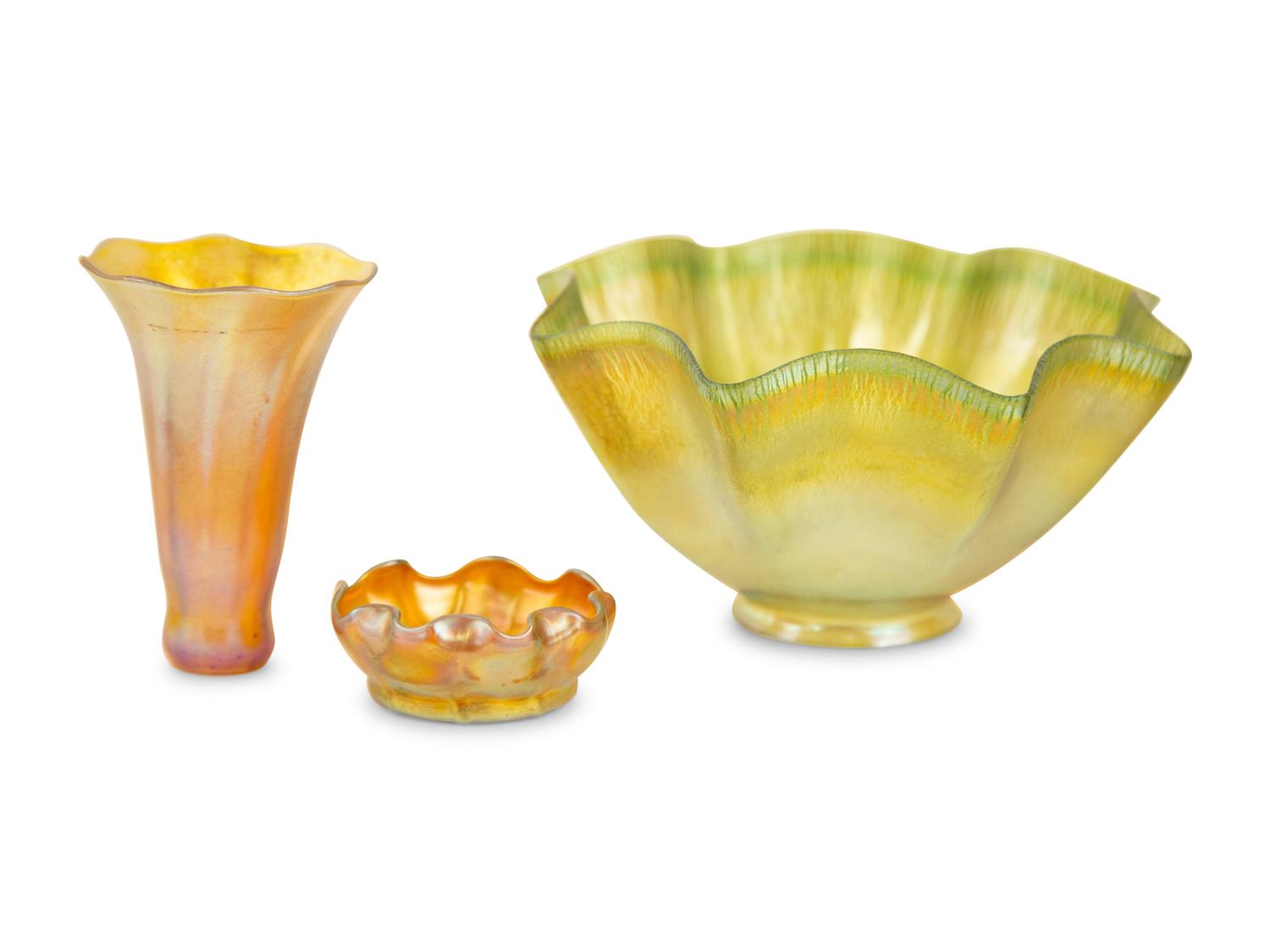 Six Tiffany Studios Favrile Glass Items