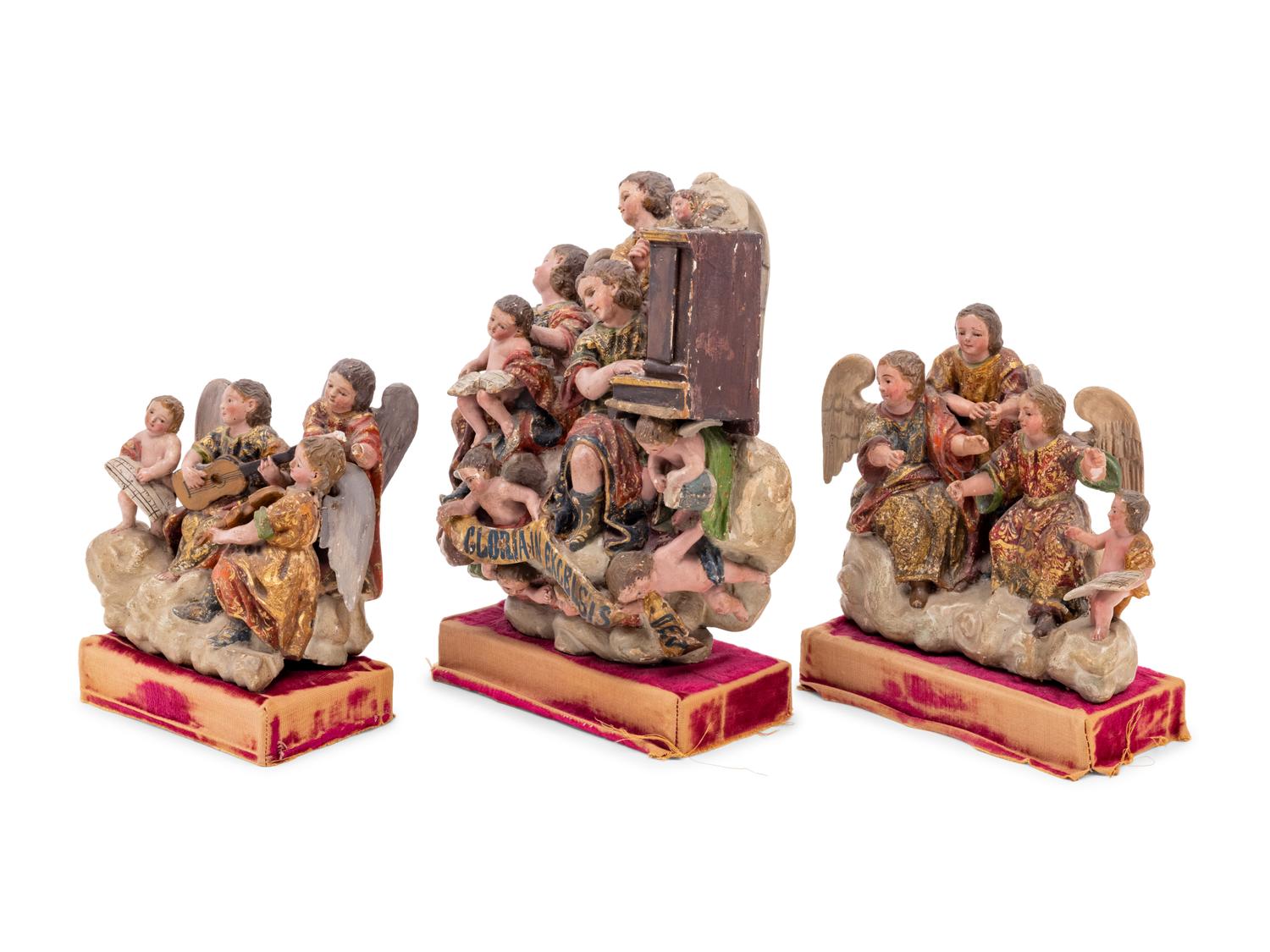 Three Spanish Colonial Carved Wood Figural Groups