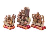 Three Spanish Colonial Carved Wood Figural Groups