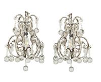 A Pair of Gilt Metal and Glass-Beaded Chandeliers