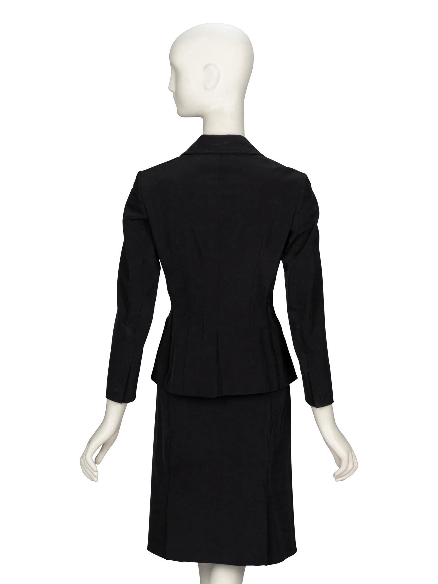 Prada, Black Twill Skirt Suit