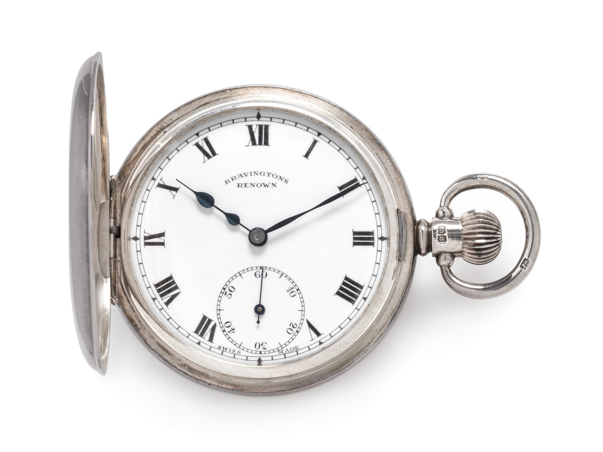 Bravingtons Renown, Sterling Silver Demi-Hunter Case Pocket Watch