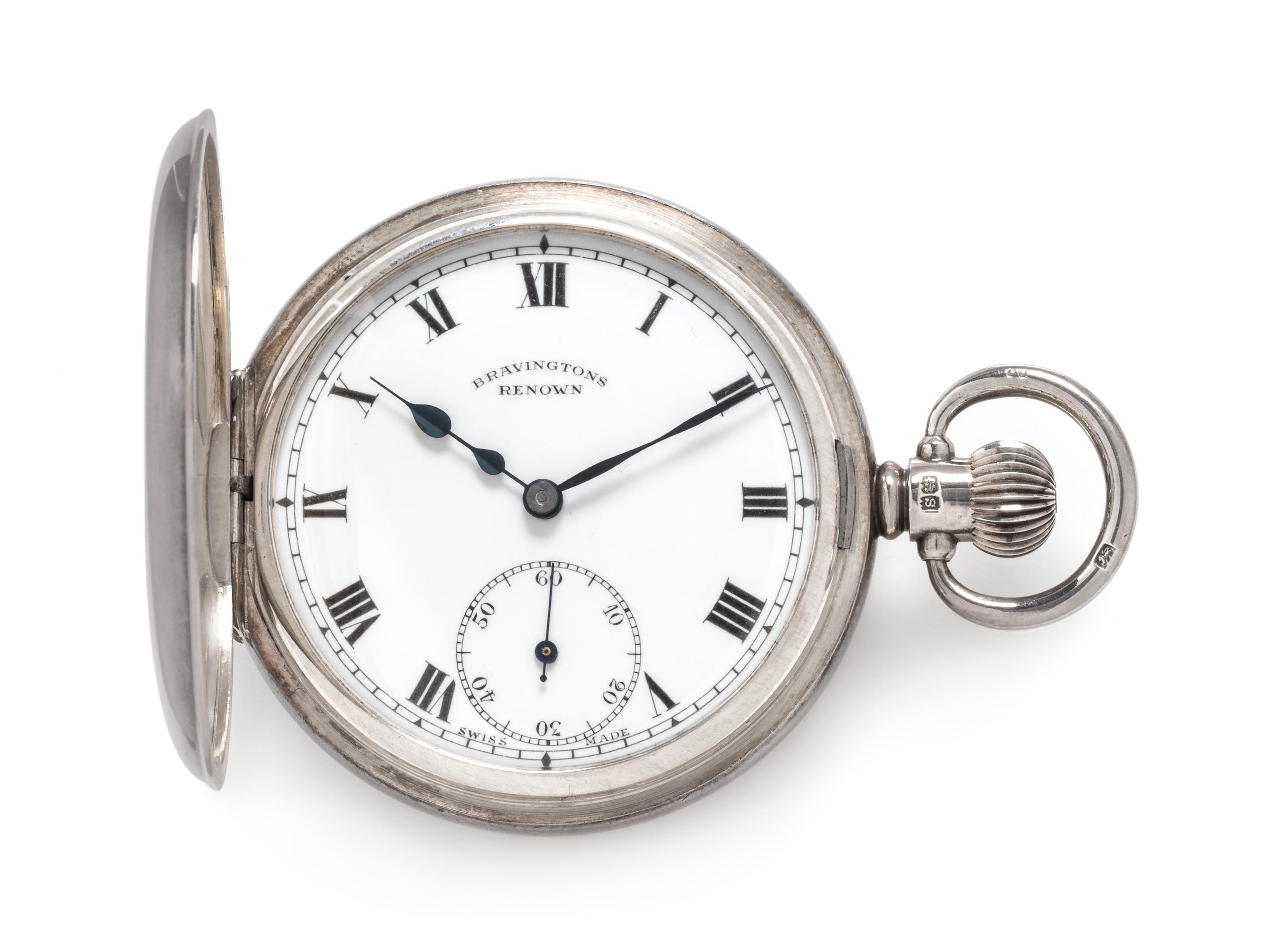 Bravingtons Renown, Sterling Silver Demi-Hunter Case Pocket Watch