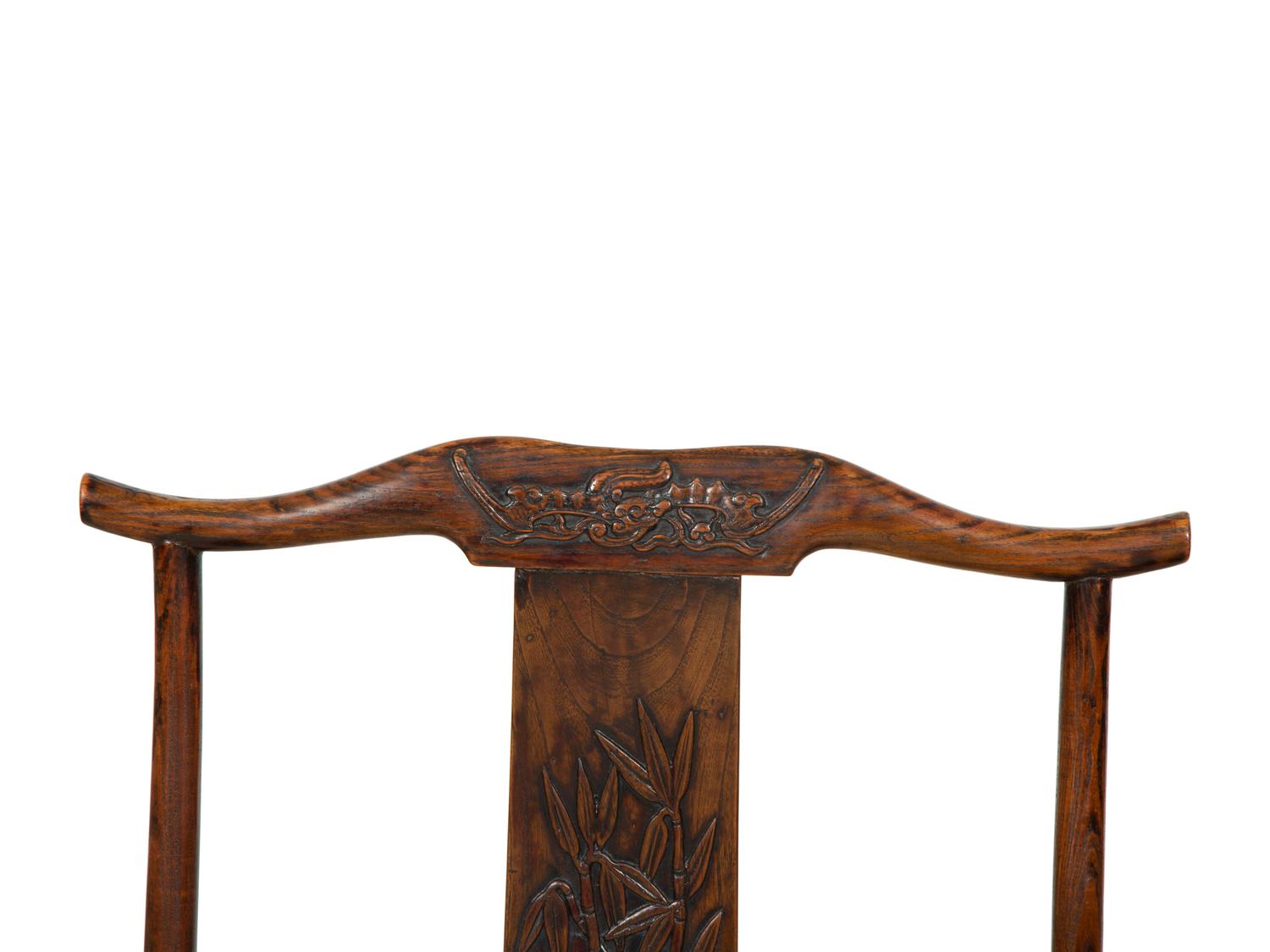 A Pair of Chinese Hardwood Ming Style Yok Back Armchairs