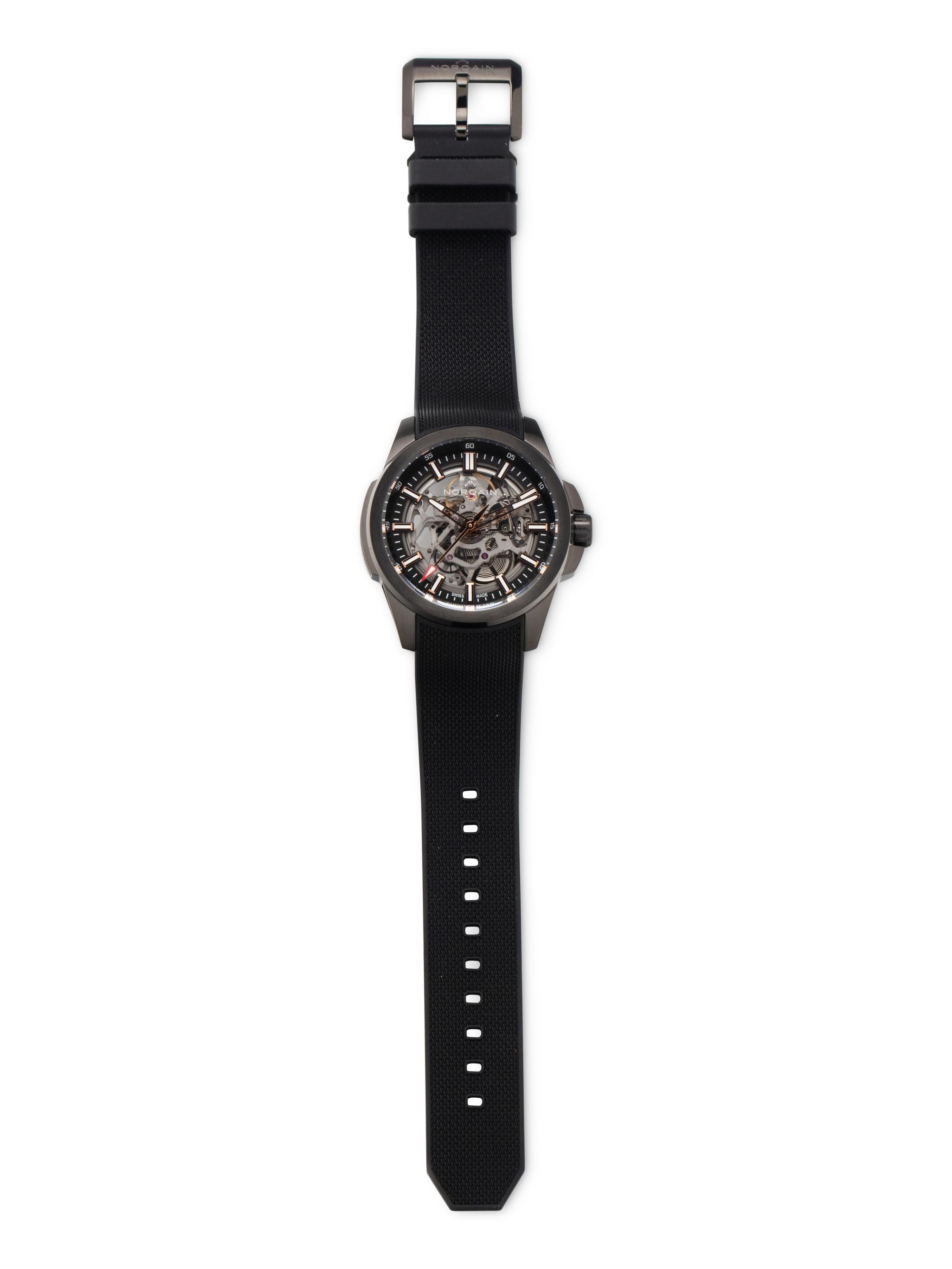 NORQAIN, 'INDEPENDENCE SKELETON DLC' WATCH, BOX & PAPERS