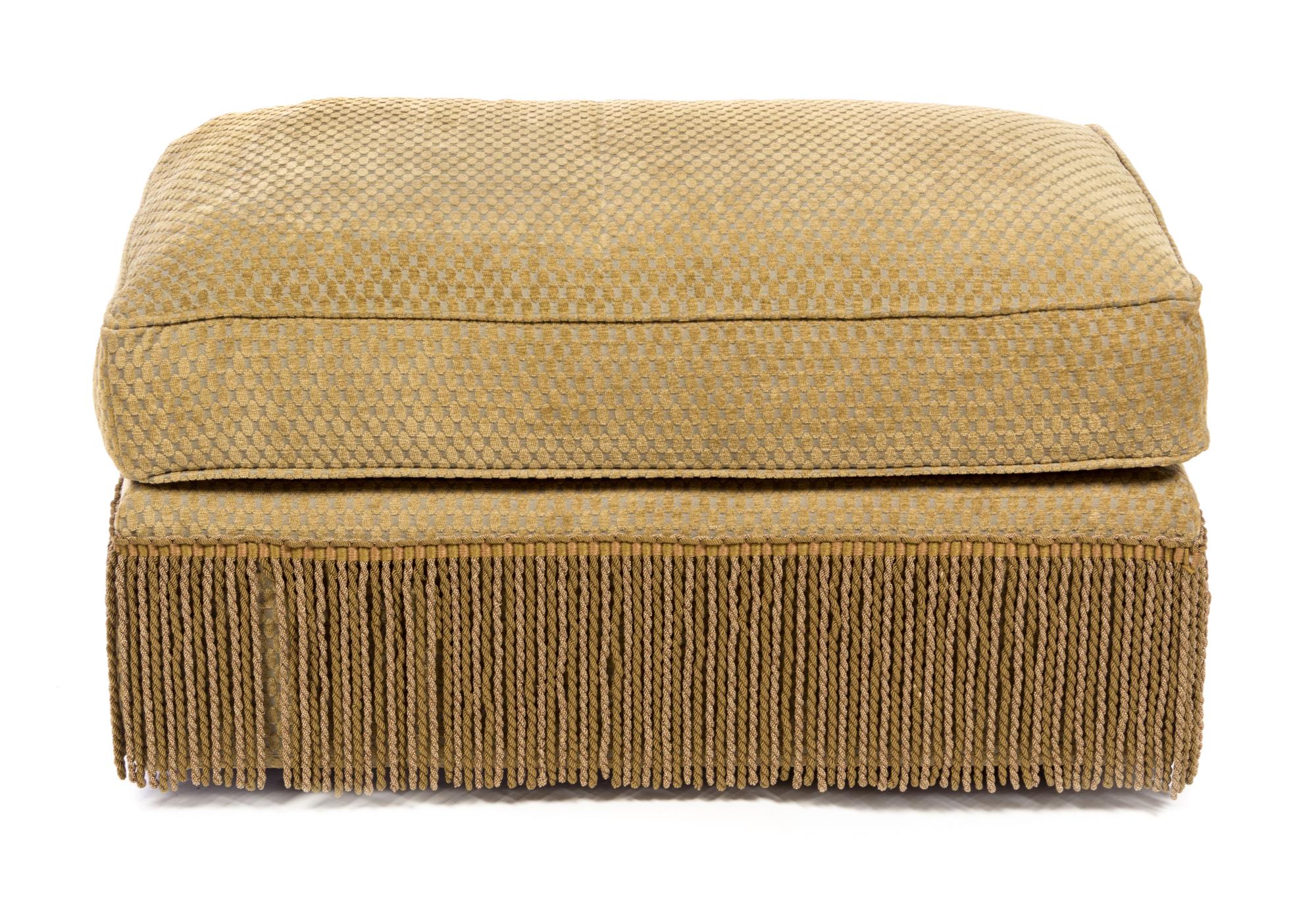 An Upholstered Ottoman Height 16 x width 32 x depth 19 inches.