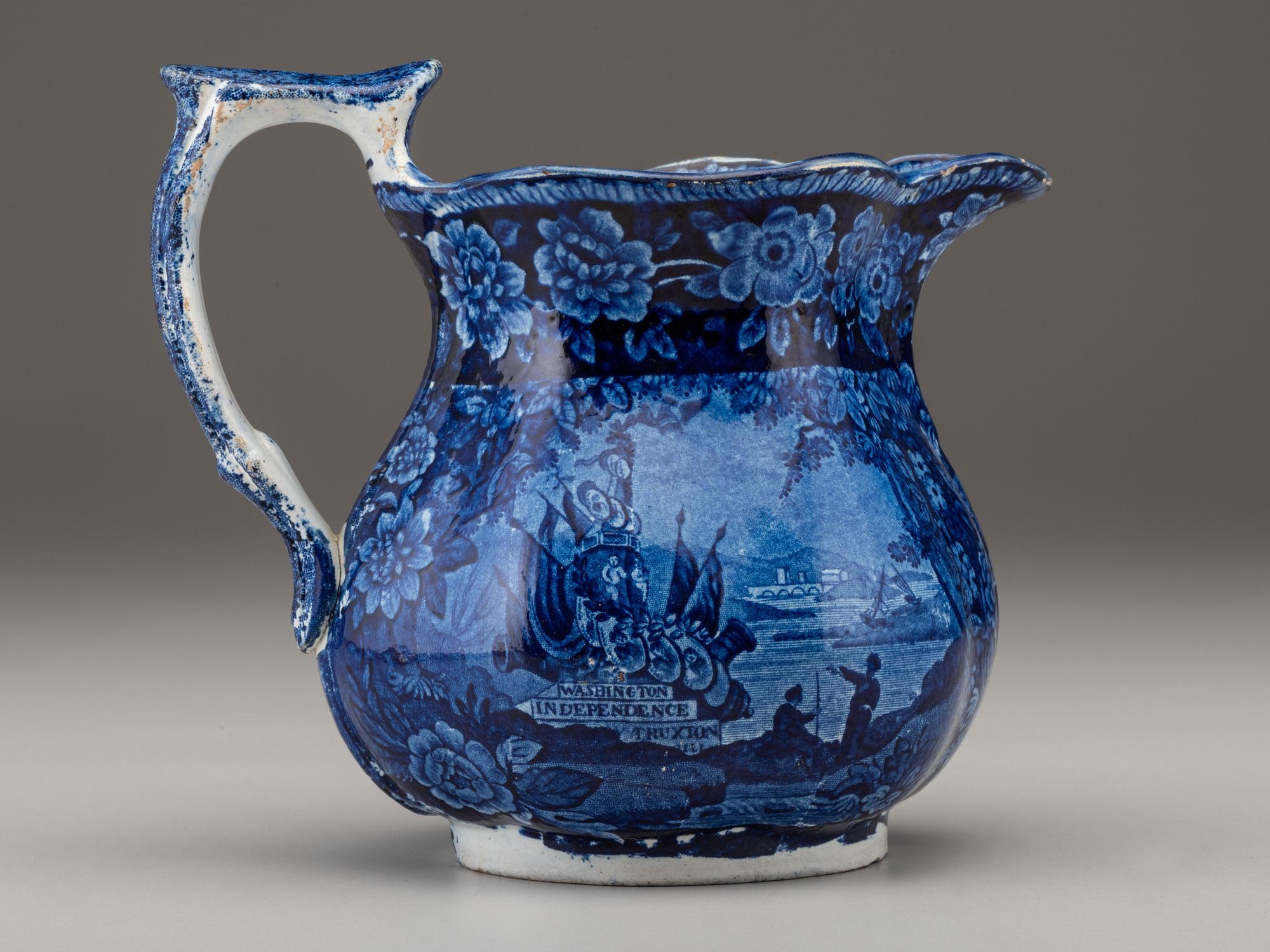 A Staffordshire Blue and White 'Washington Independence' Milk Jug