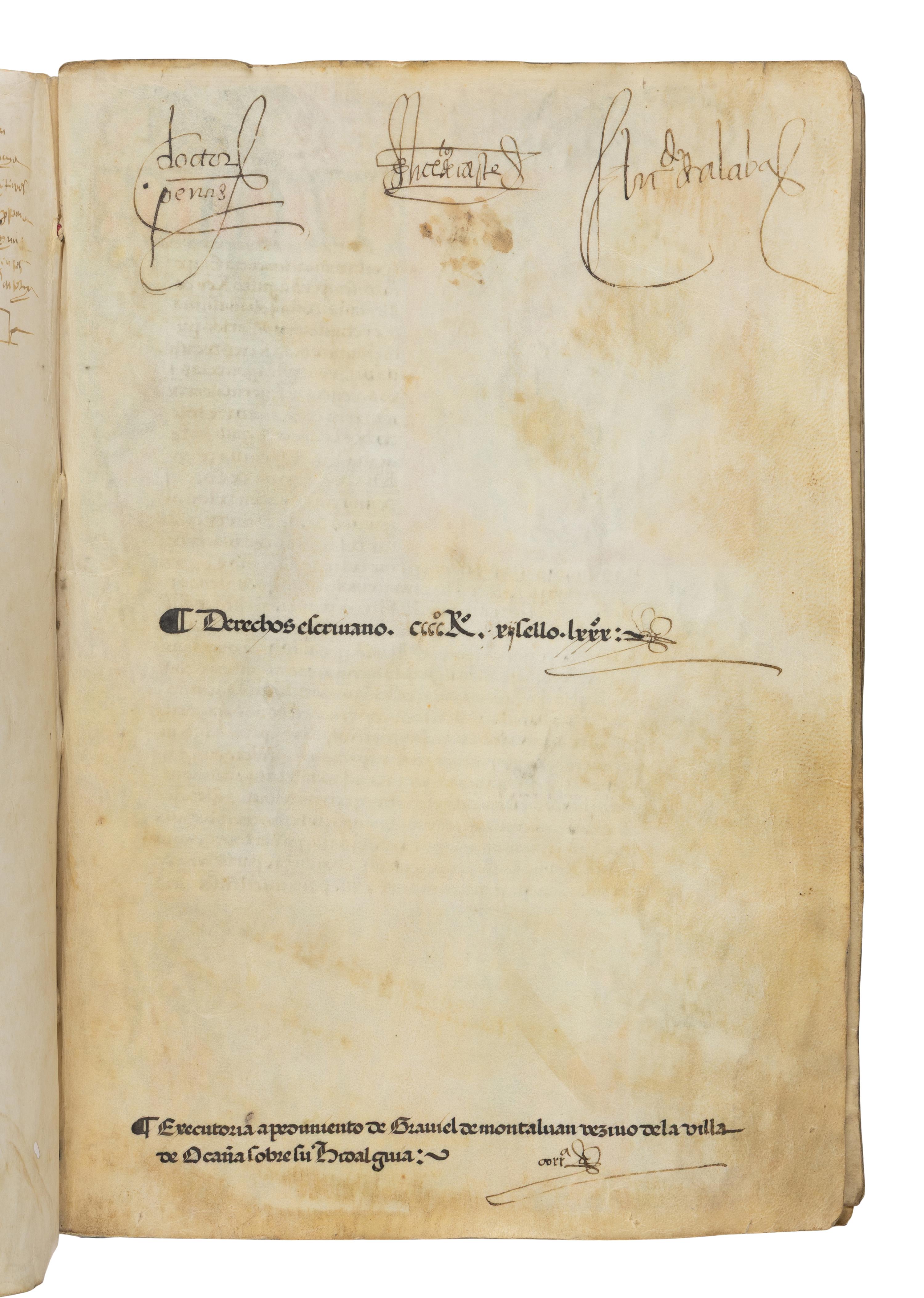 Real Chancillería de Granada Carta Ejecutoria (in favor of Gabriel de Montalván), in Spanish, illuminated manuscript on vellum, [Granada, ca 1533].