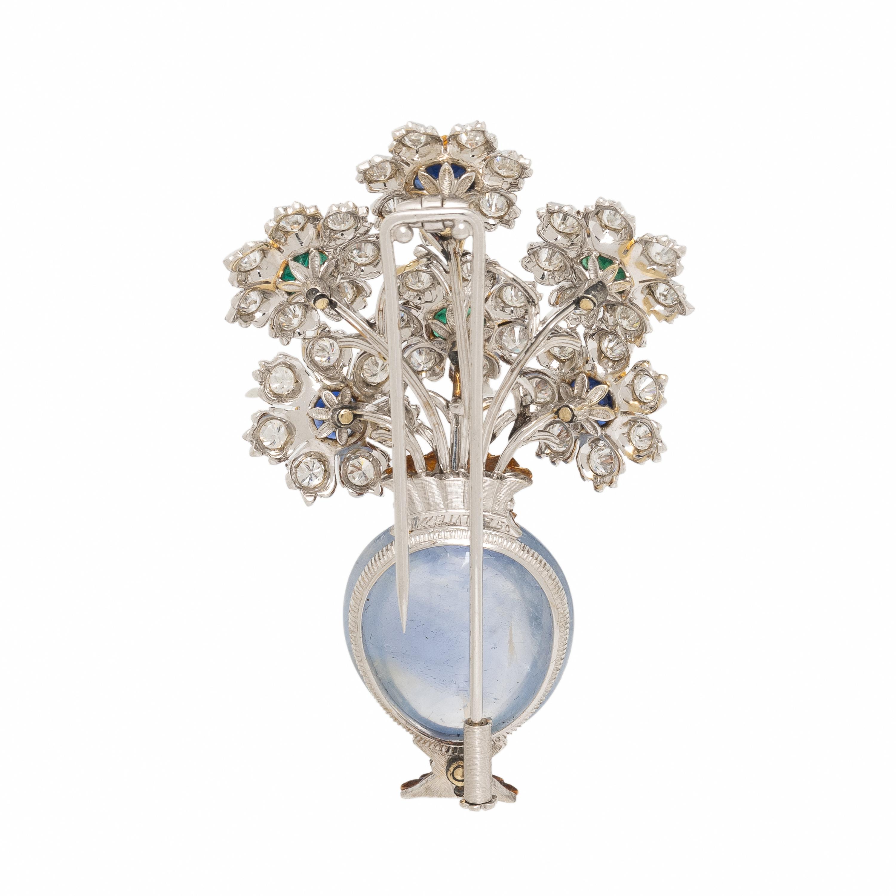 Buccellati, Sapphire, Emerald, and Diamond Giardinetto Brooch