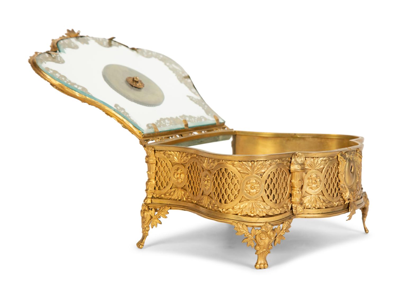 A French Gilt Metal Jewelry Casket