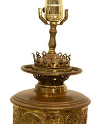 A Gilt Metal Mounted Cobalt and Gilt Decorated Porcelain Table Lamp