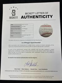 A Joe DiMaggio Single Signed Autograph Limited 361 Home Runs Inscribed Baseball (Beckett Authentication Services Letter),