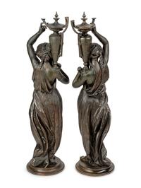 A Pair of French Bronze Figures Cast by Victor Paillard Foundry