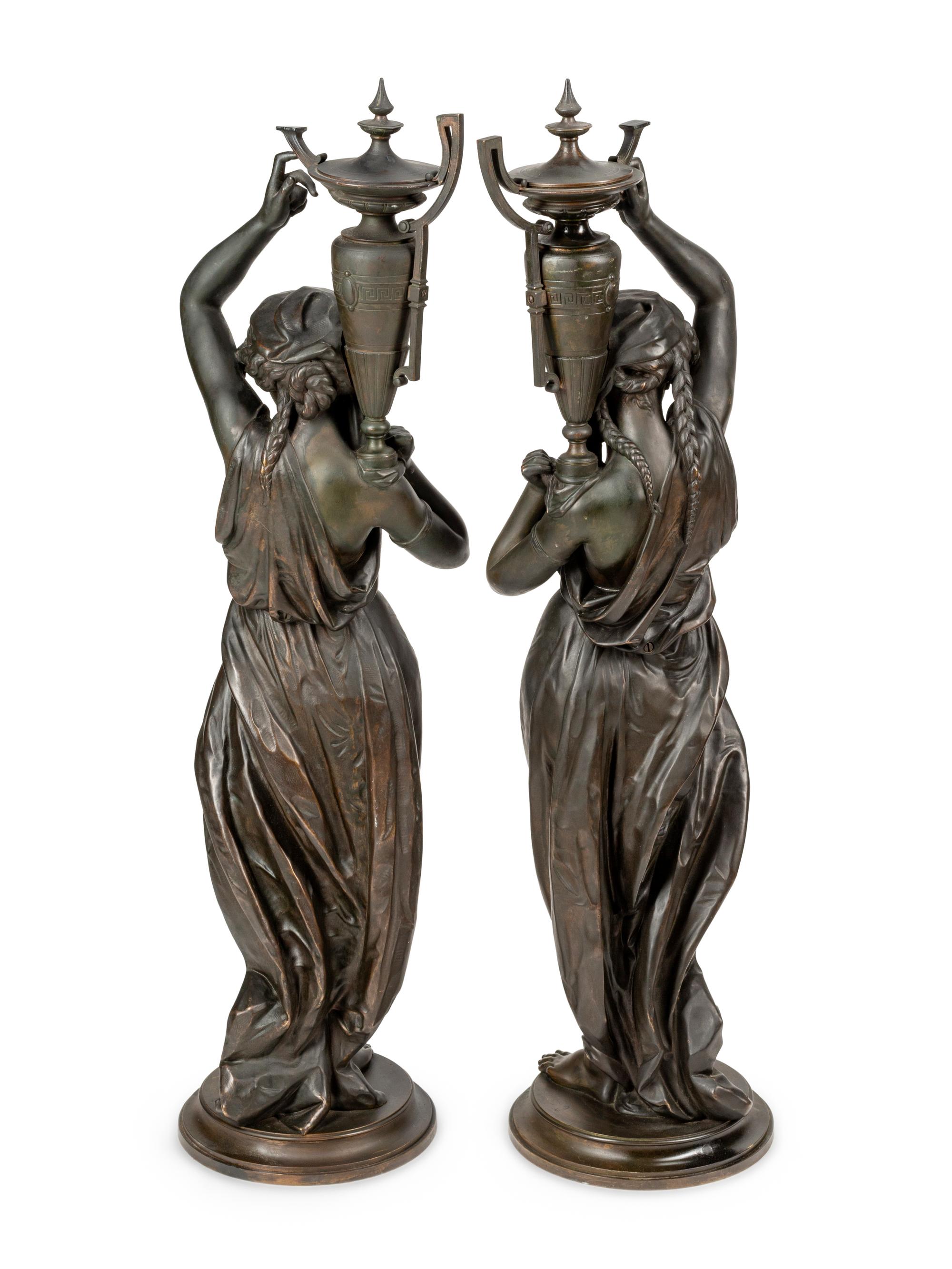 A Pair of French Bronze Figures Cast by Victor Paillard Foundry