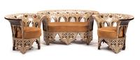 A Continental Mother-of-Pearl Inlaid Salon Suite Height of sofa 26 x width 51 x depth 27 inches.