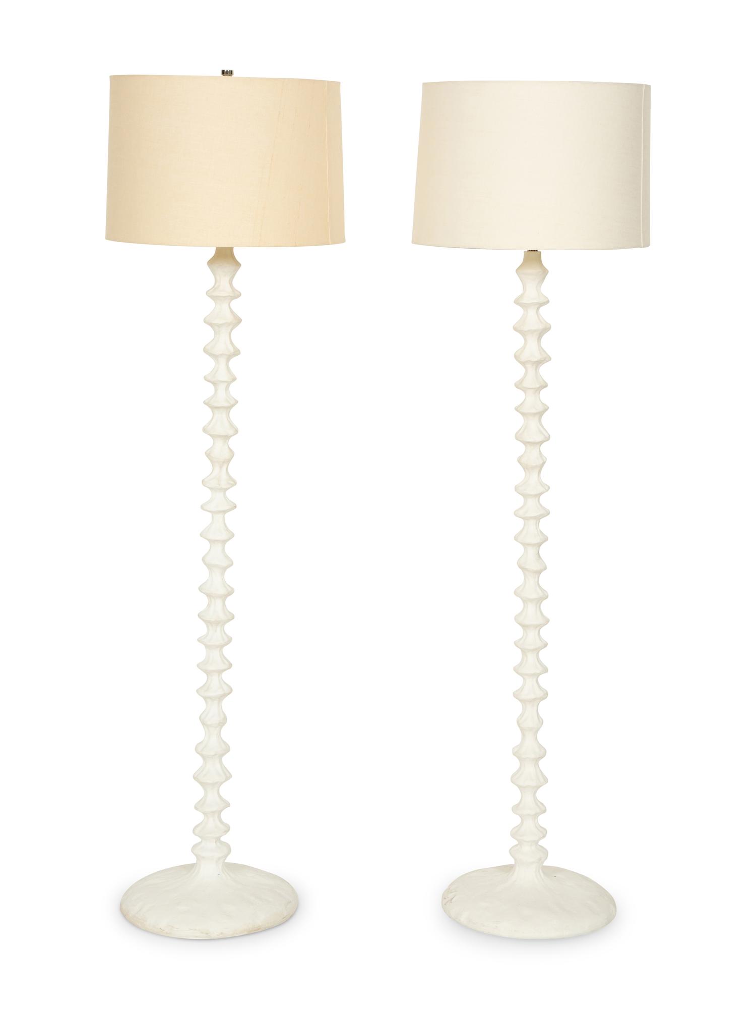 A Pair of Contemporary White Painted Floor Lamps