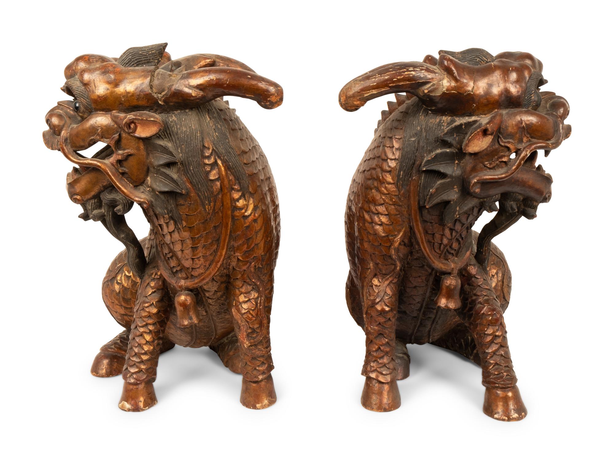 A Pair of Chinese Figures of Mythical Beasts