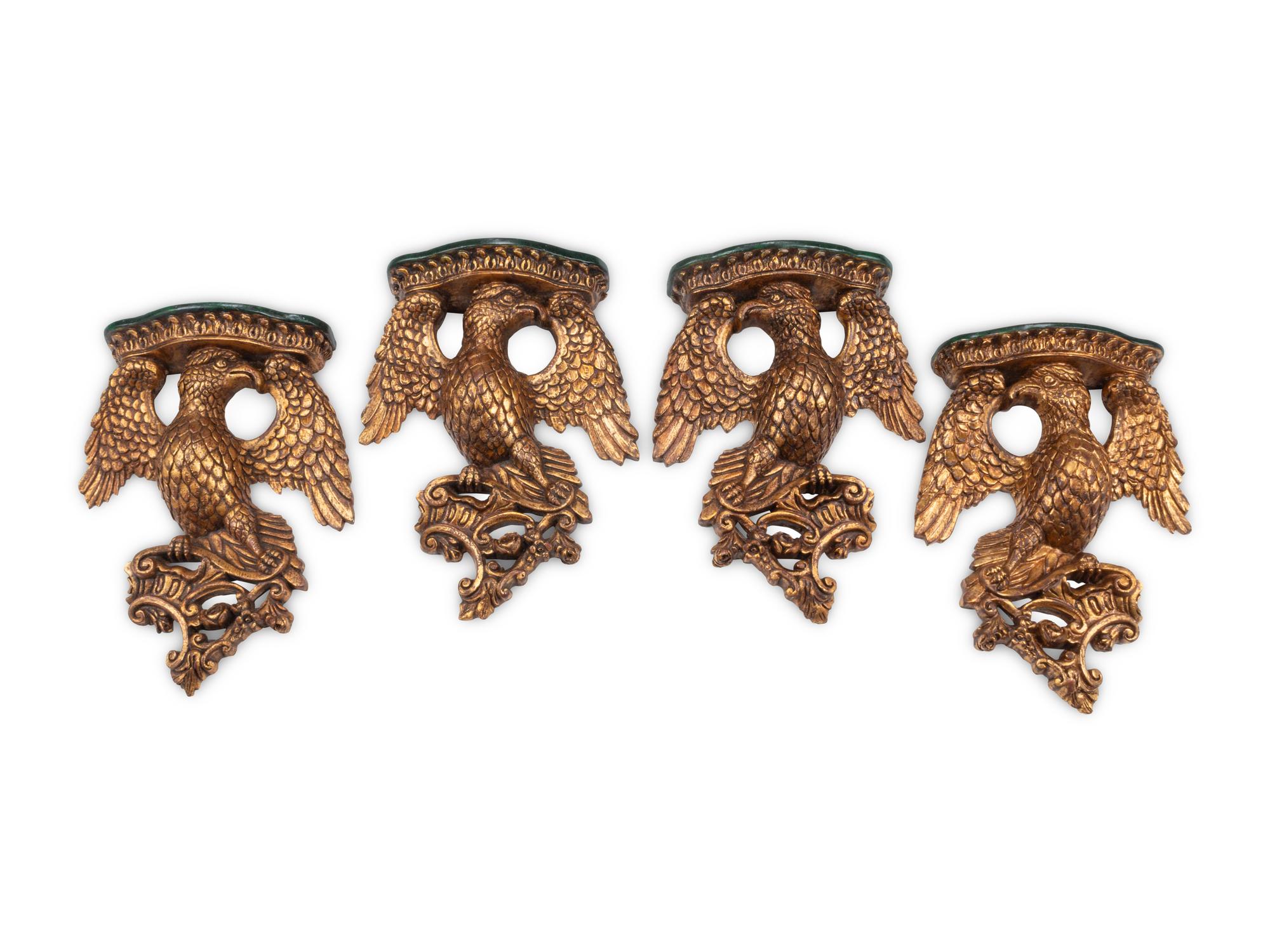 A Set of Four Italian Carved Giltwood Eagle Brackets
